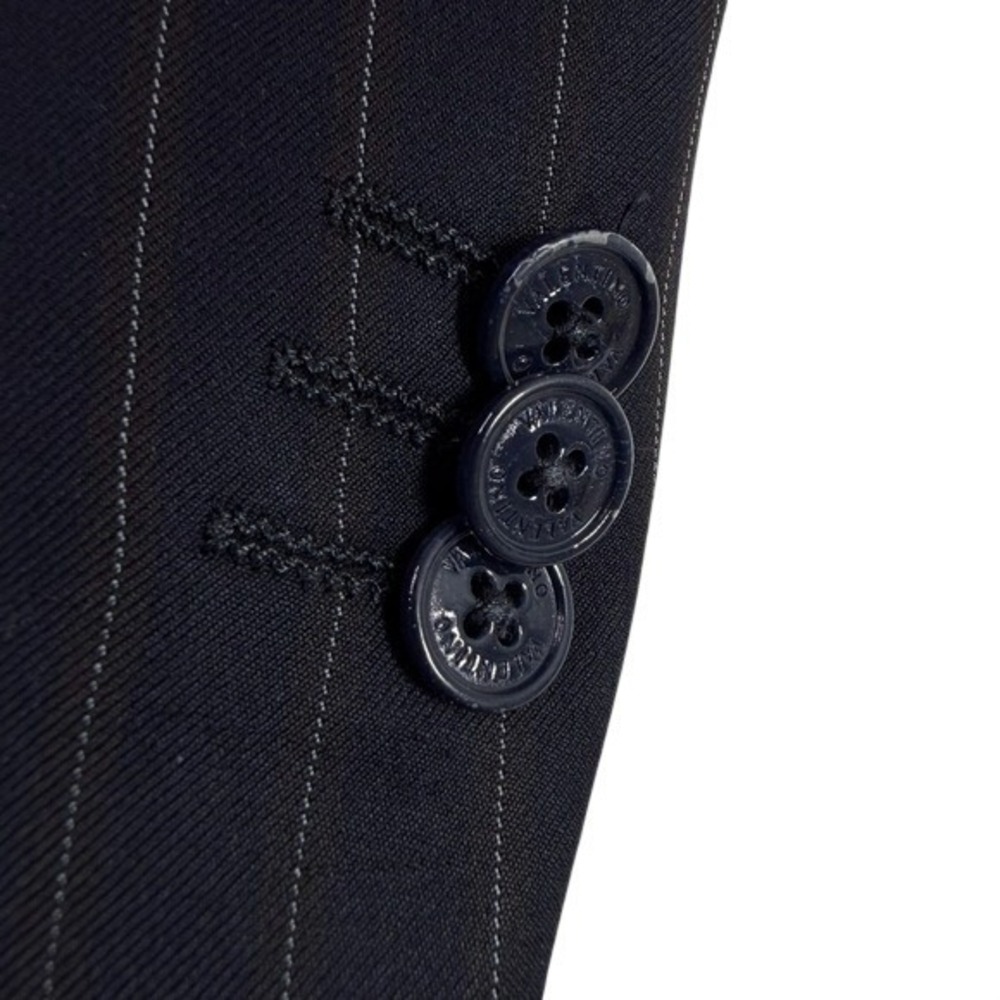Valentino Mainline Blazer 100% Virgin Wool Pinstripe Cupro Lining Navy Men's 44R - Picture 6 of 17